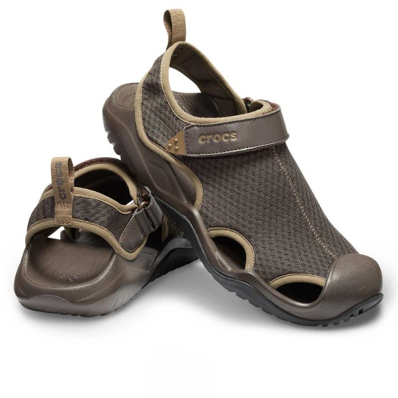 Crocs Mens Swiftwater Mesh Deck Sandal Espresso UK 12 EUR 48-49 US M13 (205289-206)